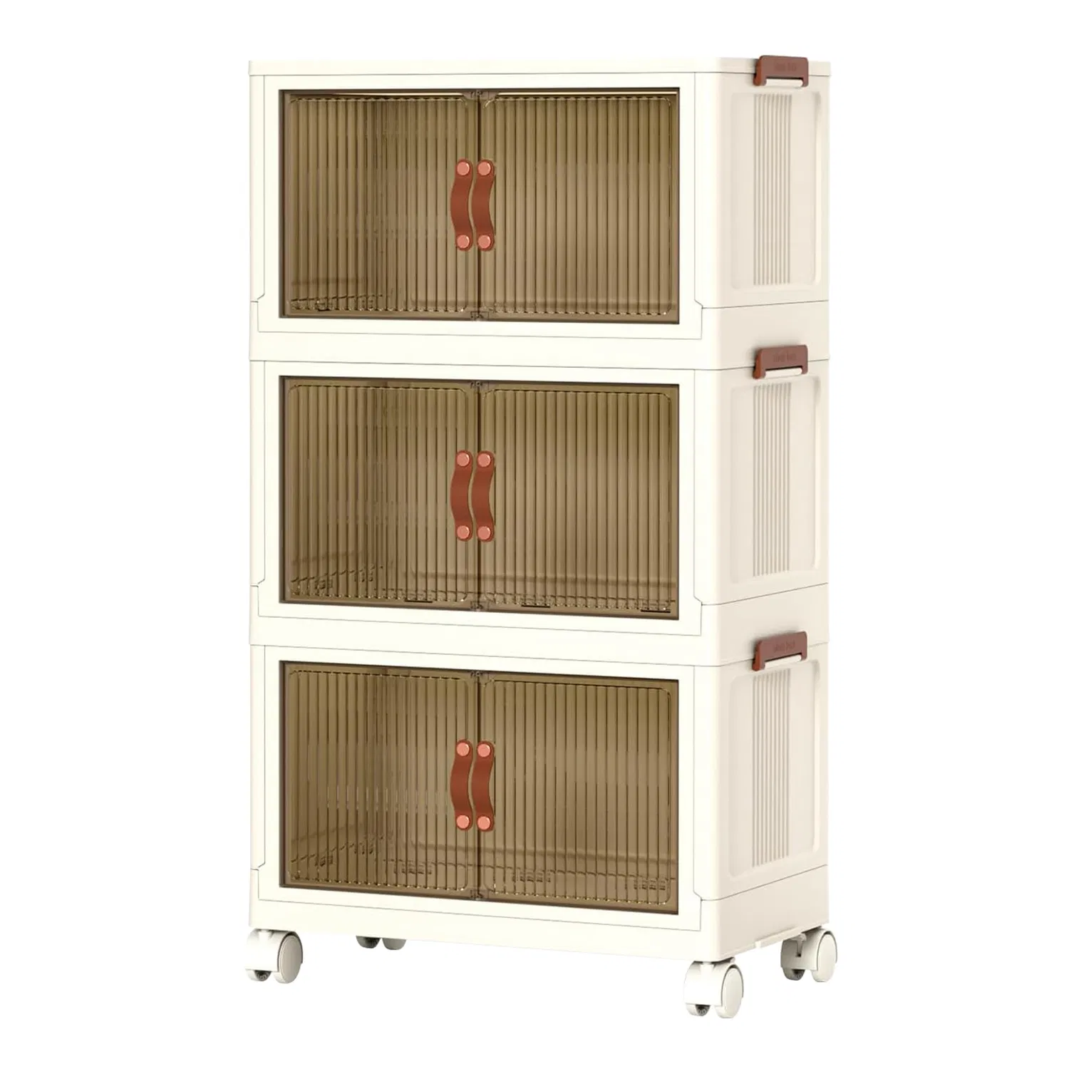 3Pcs Foldable Storage Bins With Lid Front Magnetic Door 
